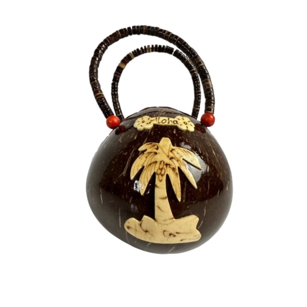 Tropical Brown and Cream Mini Bag with Palm Design